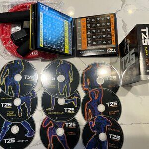 Beachbody T25 DVDs (Workout Fitness 9 Discs) + Strength Band